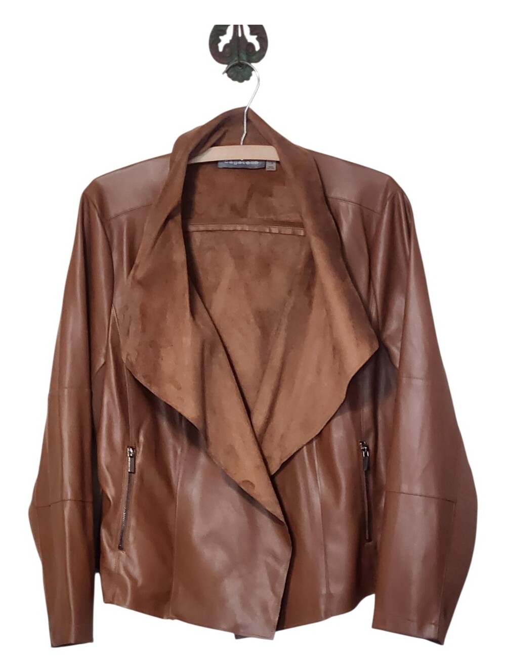 Bagatelle Draped Front Faux Leather Jacket Size 1X